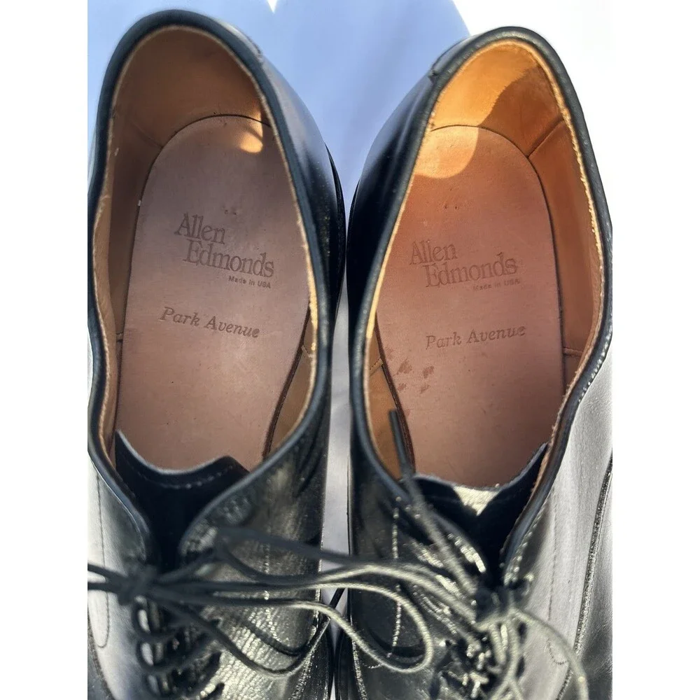 12 D Allen Edmonds Park Avenue Black Cap Toe Dress Shoes